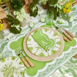 Serena Applique Green Placemats & Napkins (Set Of 4)