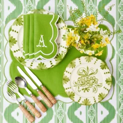Serena Applique Green Placemats & Napkins (Set Of 4)