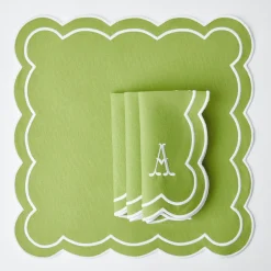 Serena Applique Green Placemats & Napkins (Set Of 4)