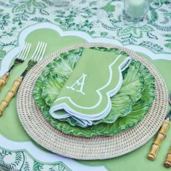 Serena Applique Green Placemats & Napkins (Set Of 4)