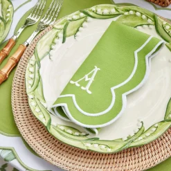 Serena Applique Green Placemats & Napkins (Set Of 4)