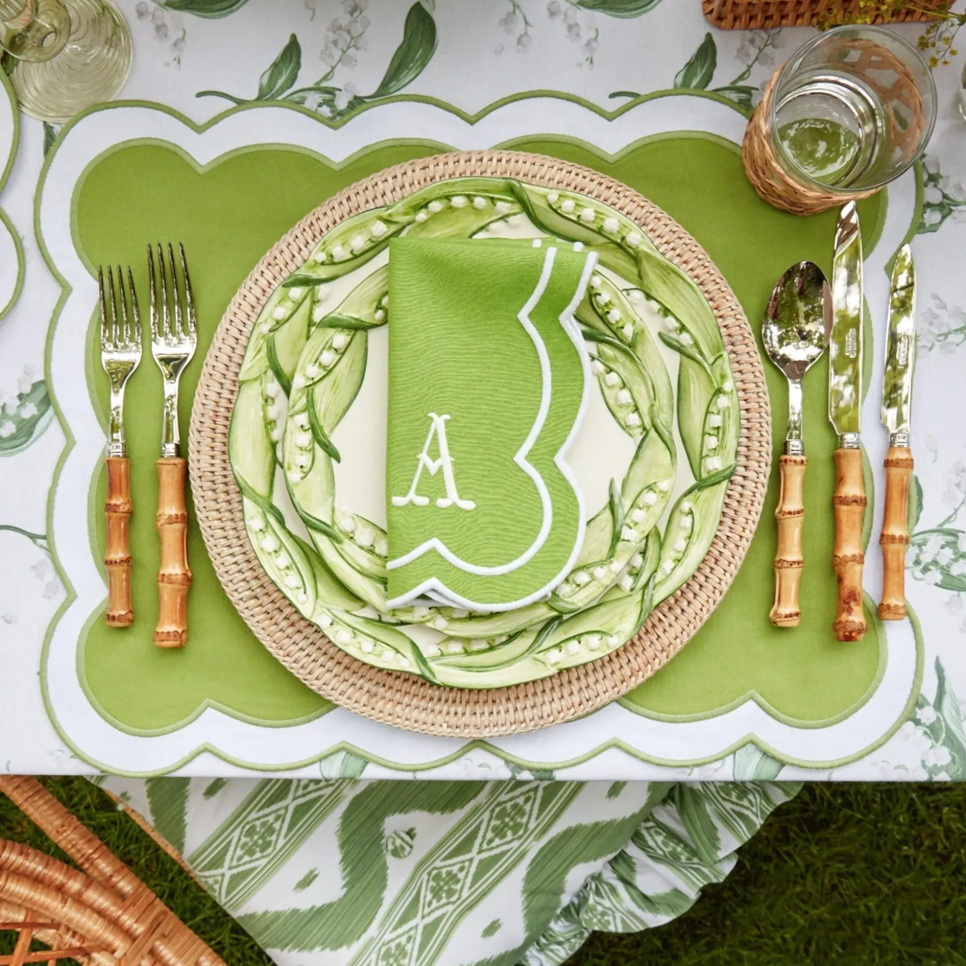 Serena Applique Green Placemats (Set Of 4)