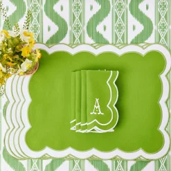 Serena Applique Green Placemats (Set Of 4)