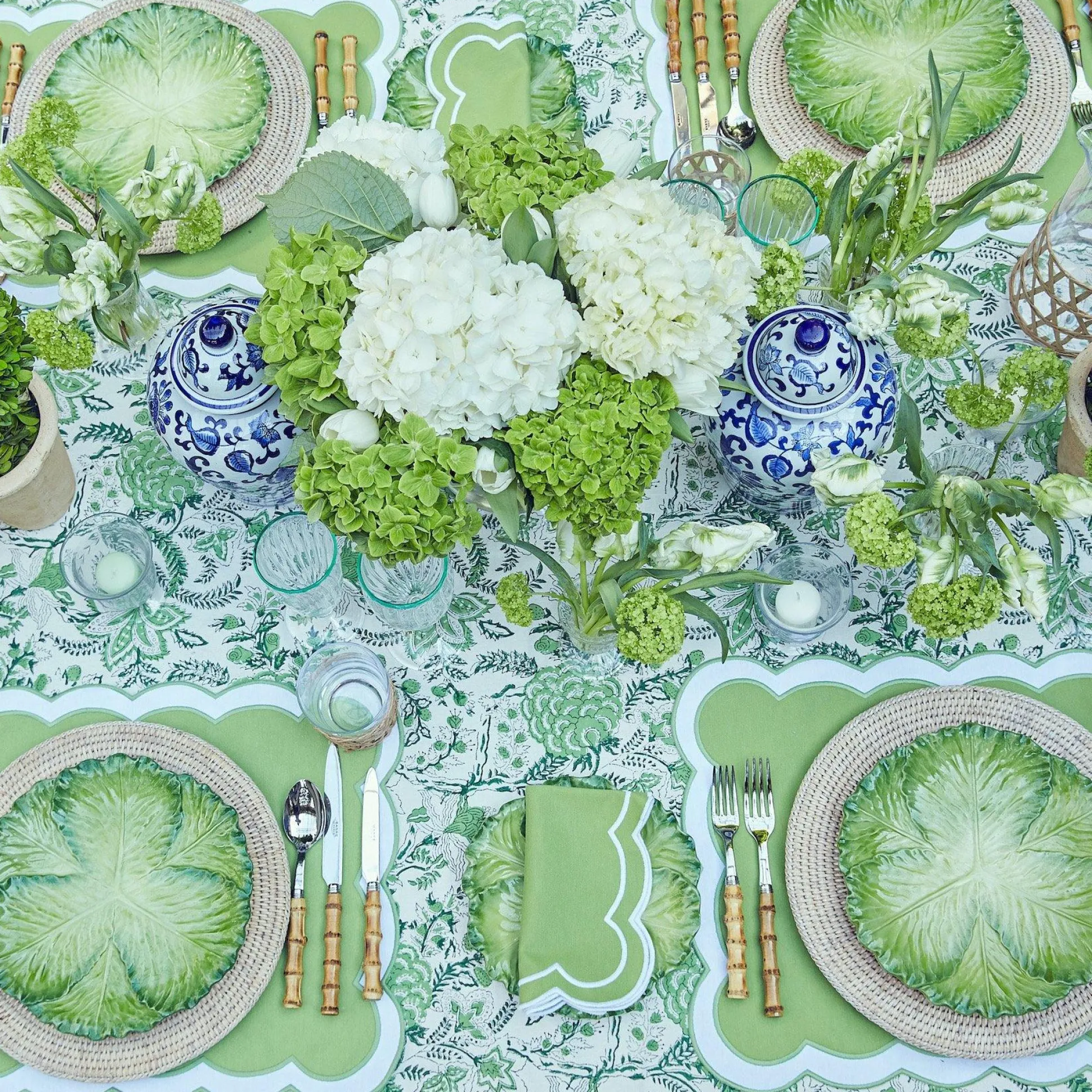 Serena Applique Green Placemats (Set Of 4)