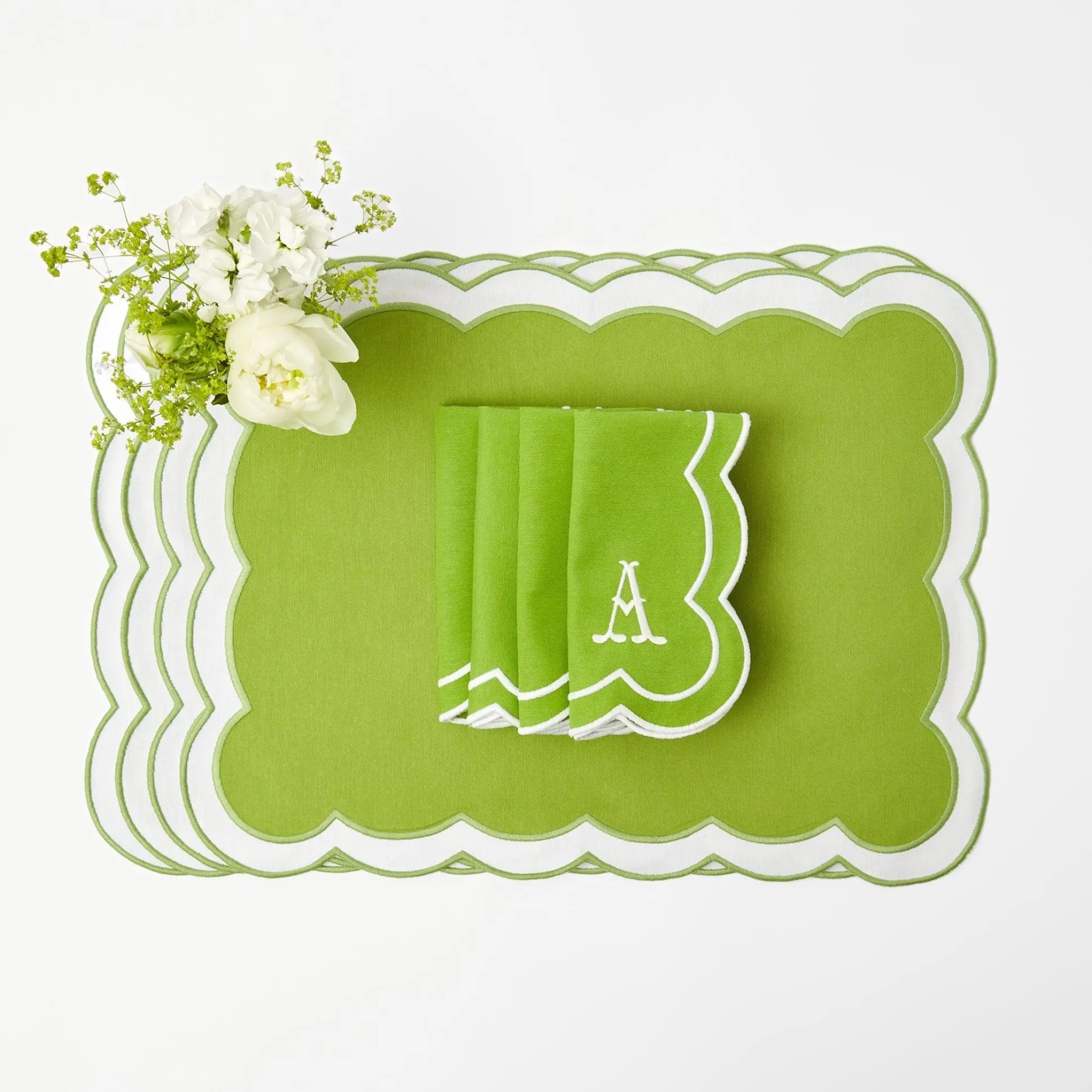 Serena Applique Green Placemats (Set Of 4)