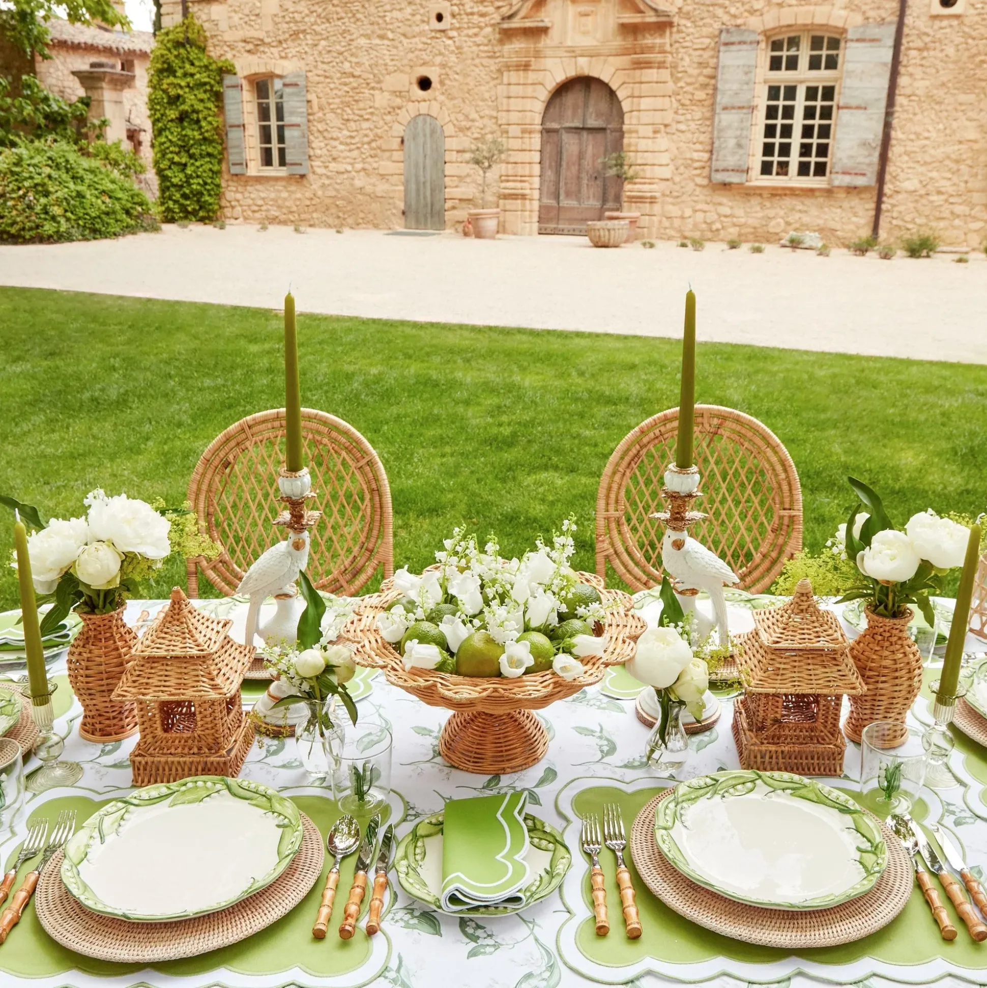 Serena Applique Green Placemats (Set Of 4)