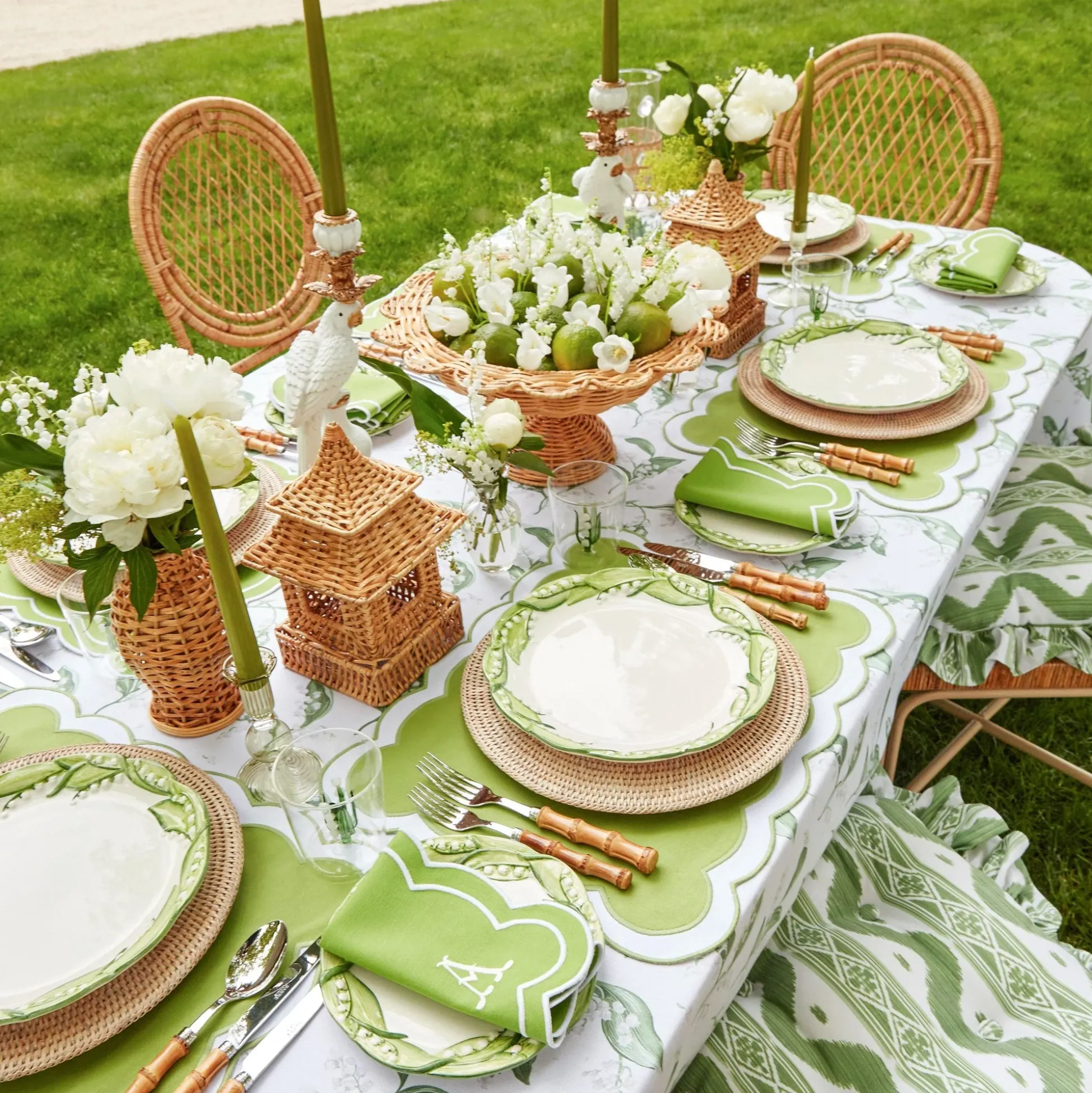 Serena Applique Green Placemats (Set Of 4)