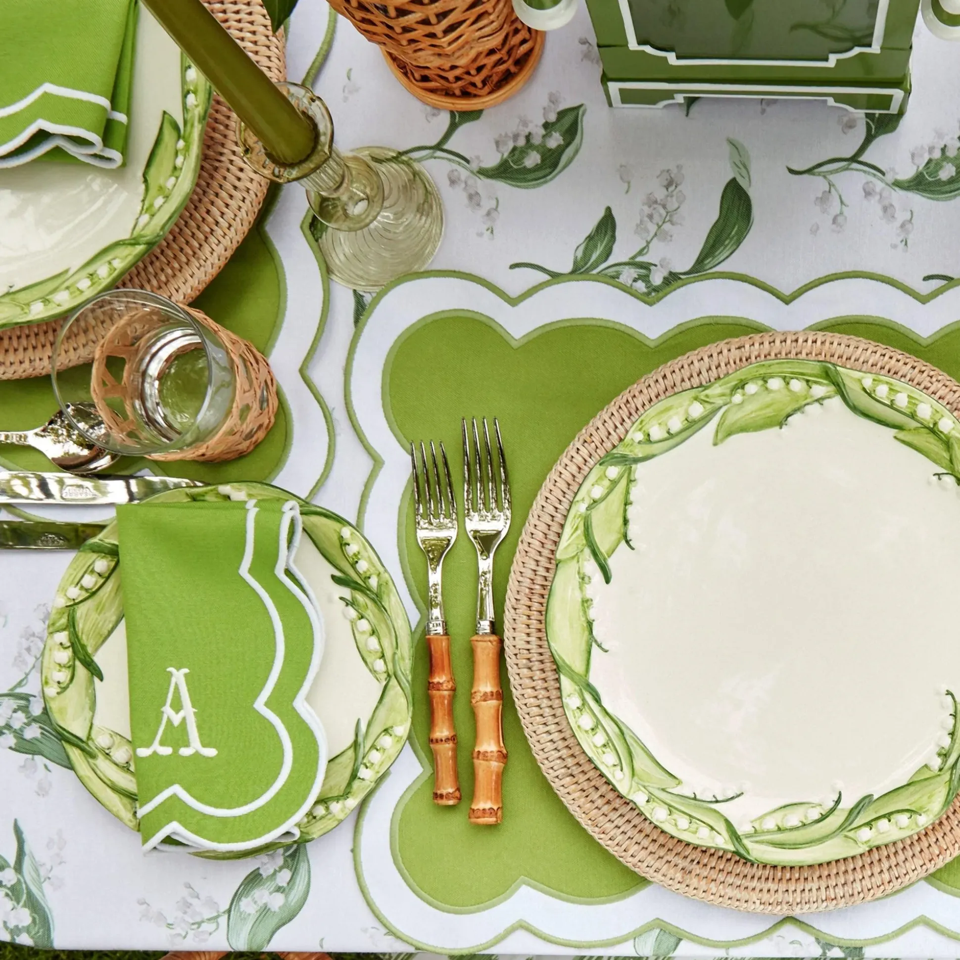 Serena Applique Green Placemats (Set Of 4)
