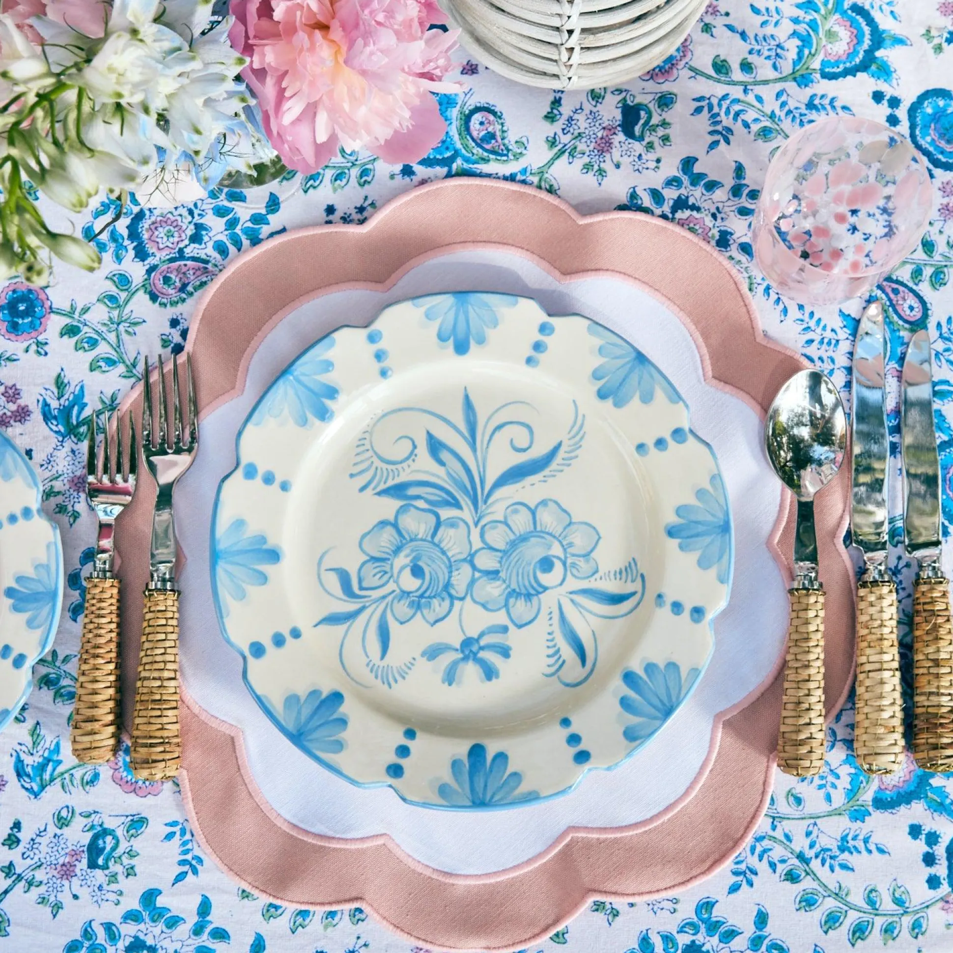 Seville Blue Gardenia Dinner Plate (Set Of 4)