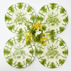 Seville Green Gardenia Dinner & Starter Plates (Set Of 8)