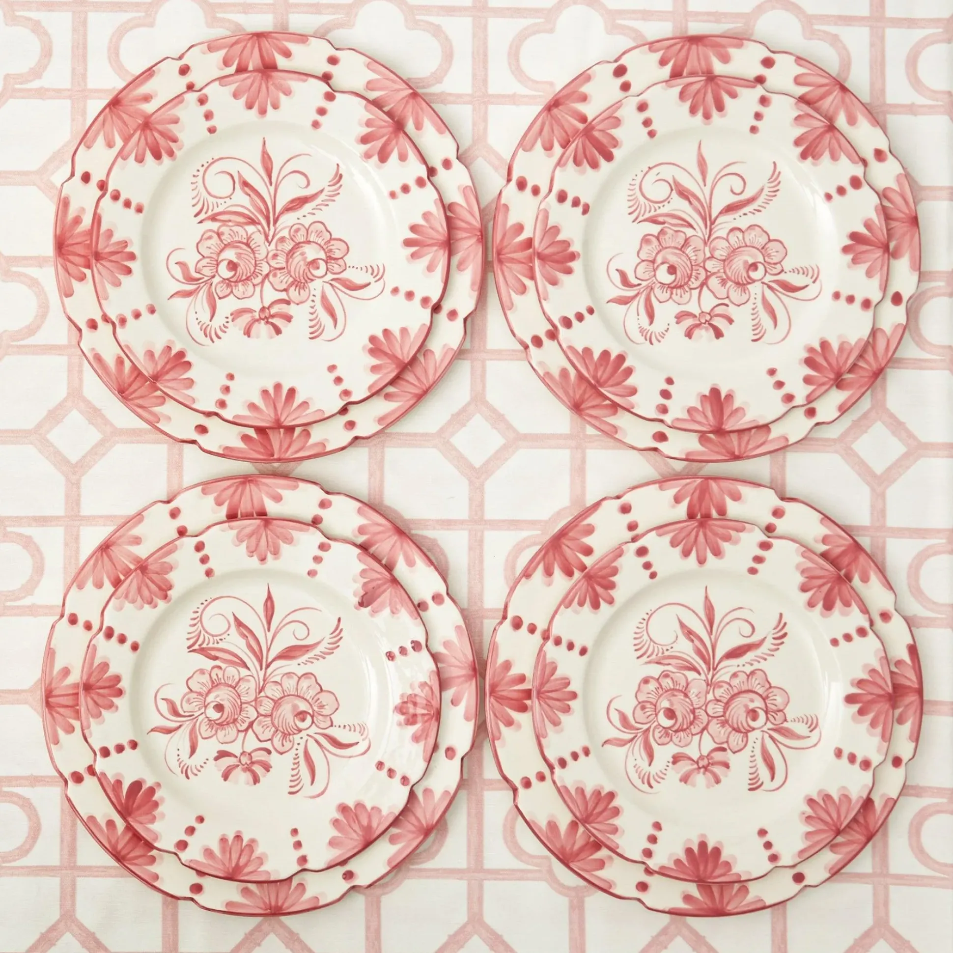 Seville Pink Gardenia Dinner & Starter Plates (Set Of 8)
