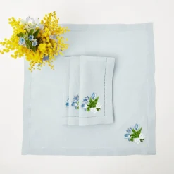 Sky Blue Linen Tulip Napkins (Set Of 4)