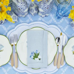 Sky Blue Linen Tulip Napkins (Set Of 4)