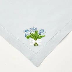 Sky Blue Linen Tulip Napkins (Set Of 4)