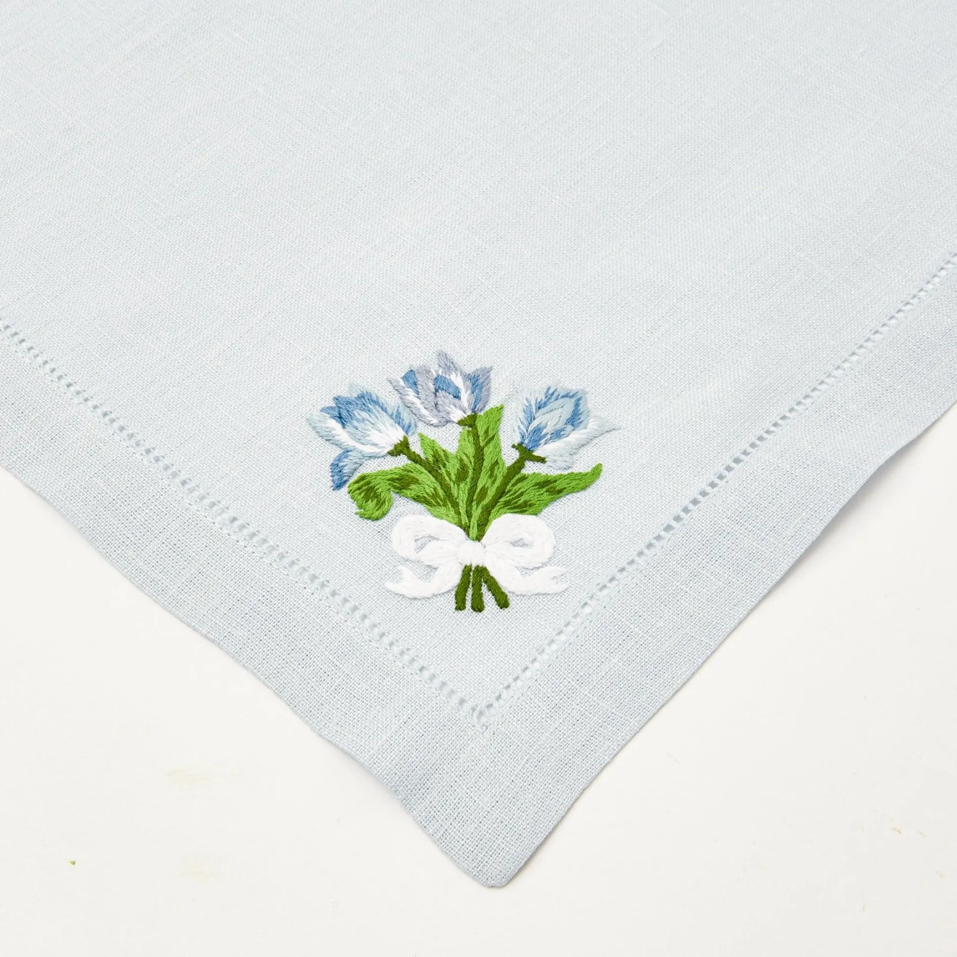 Sky Blue Linen Tulip Napkins (Set Of 4)