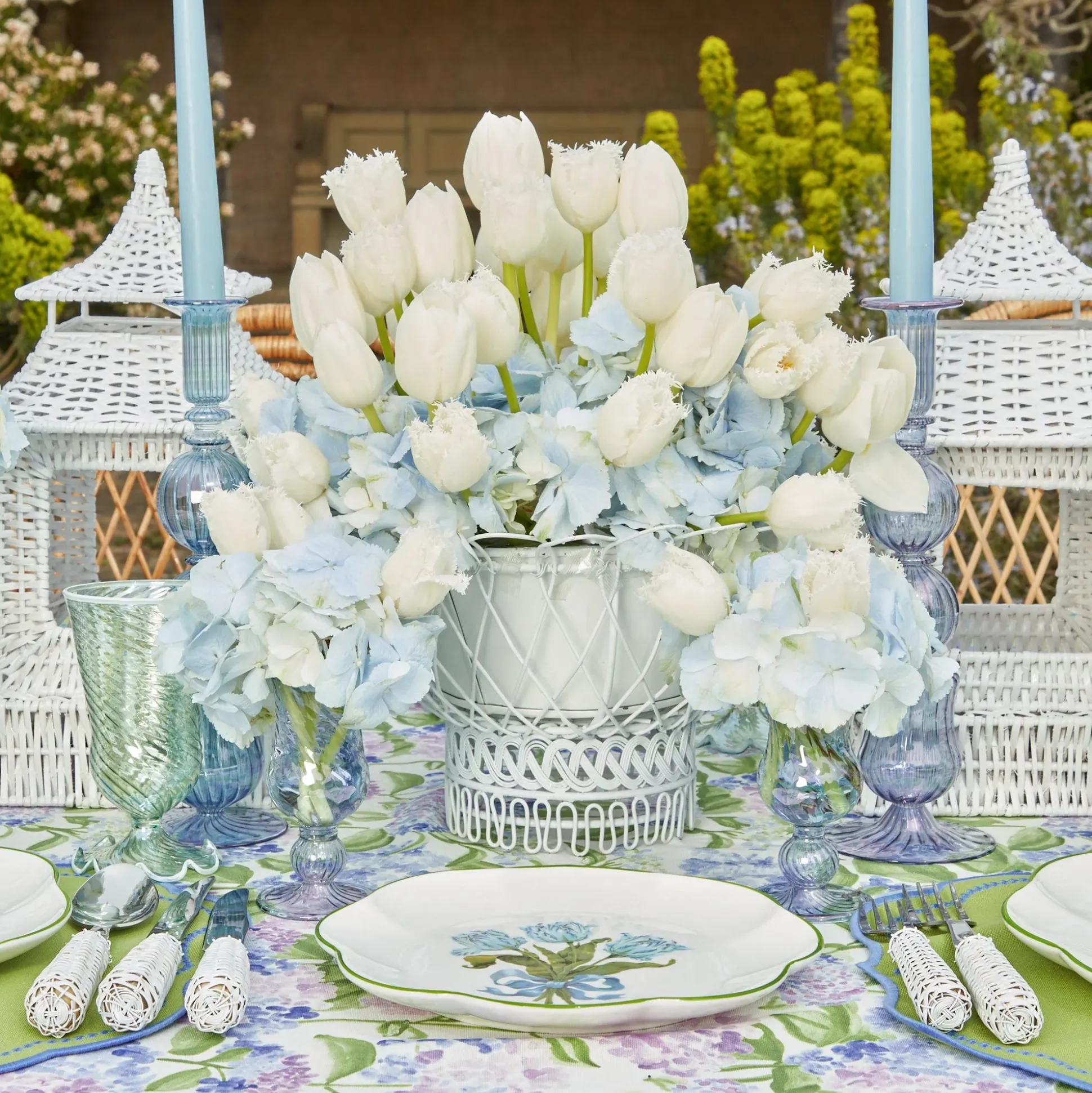 Small Blue Fluted Vase (Set Of 3)