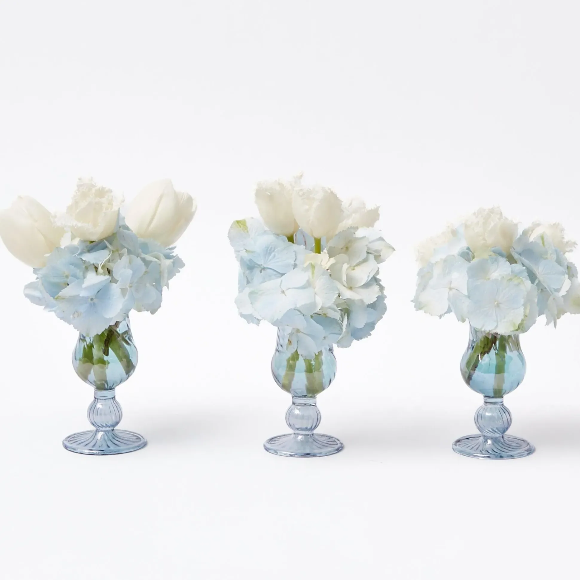 Small Blue Fluted Vase (Set Of 3)