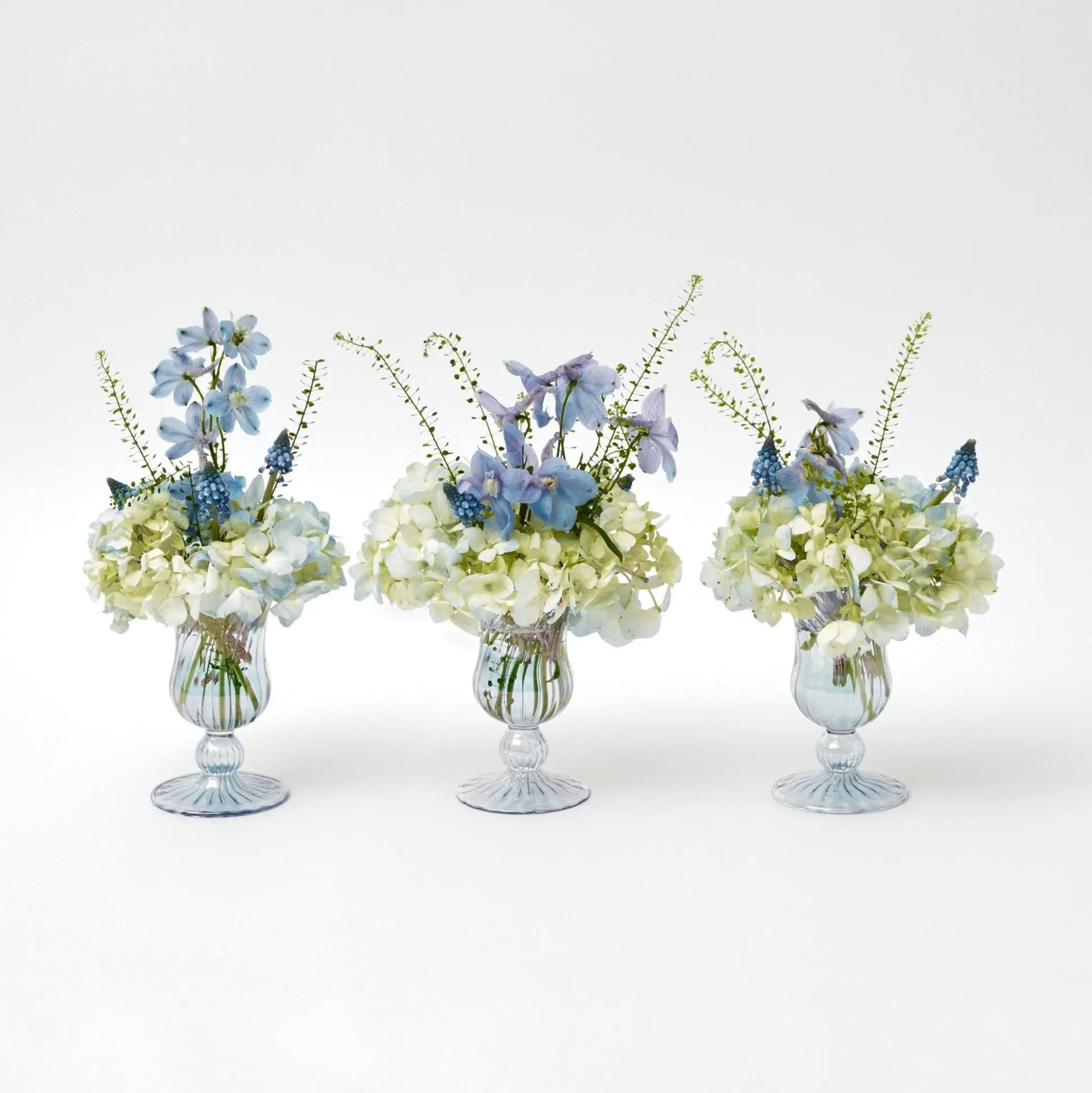 Small Blue Fluted Vase (Set Of 3)