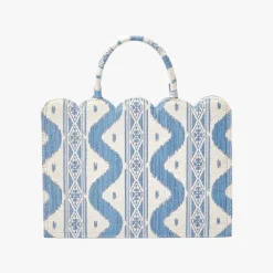 Small Mrs. Alice Tote Bag (Blue Ikat)