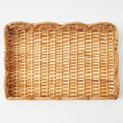 Small Scalloped Rattan Tray