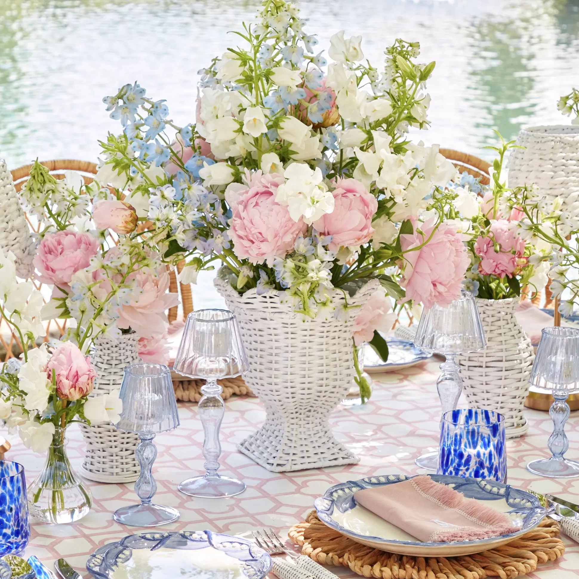 Small White Rattan Urn Vase