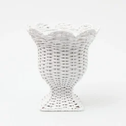 Small White Rattan Urn Vase