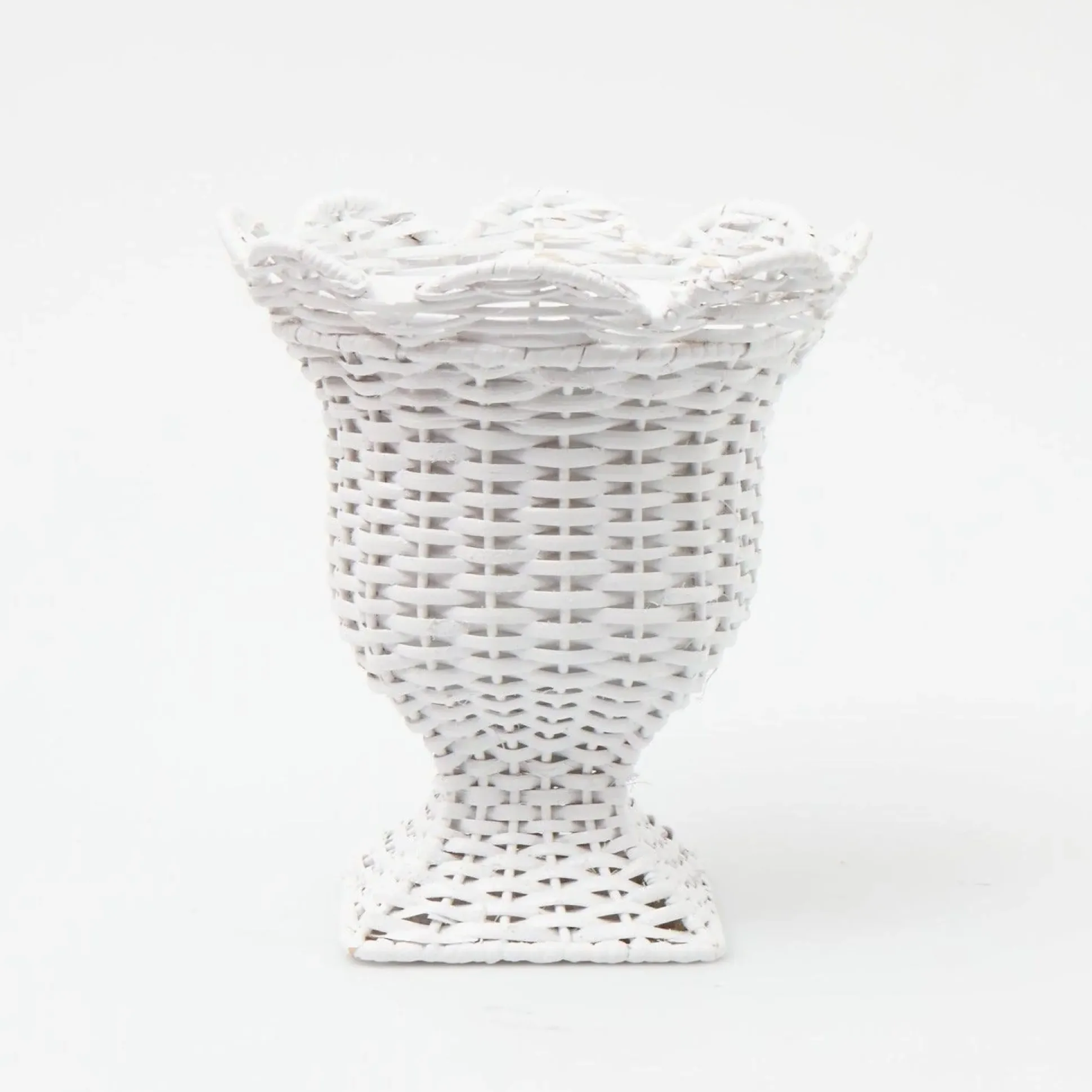 Small White Rattan Urn Vase