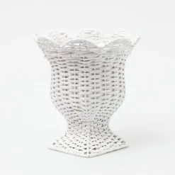 Small White Rattan Urn Vase