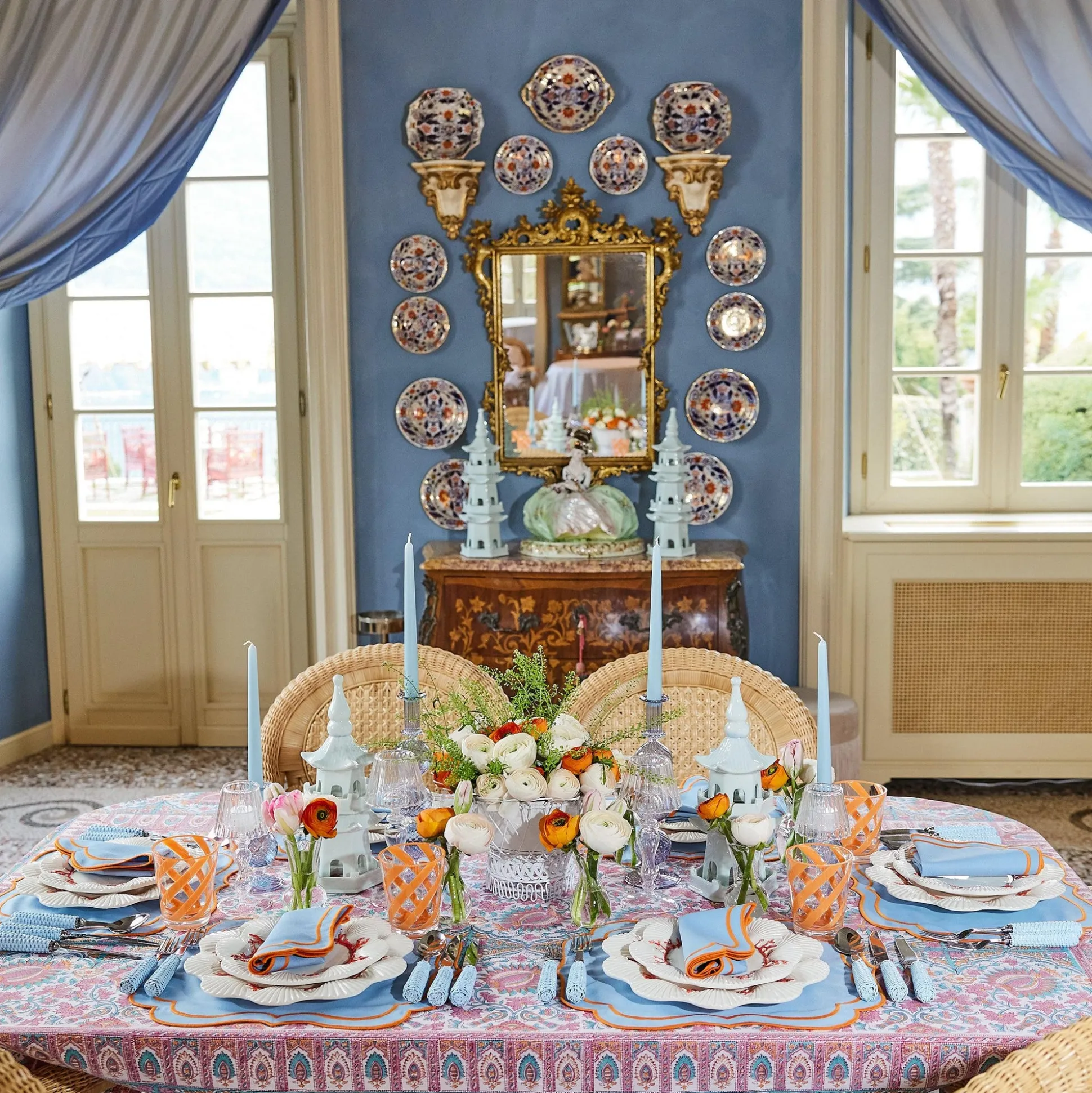 Soft Blue Candles (Set Of 8)