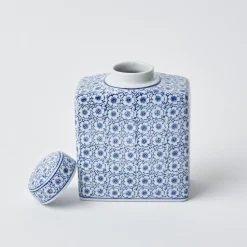 Square Floral Print Ginger Jar