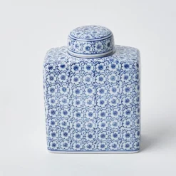 Square Floral Print Ginger Jar