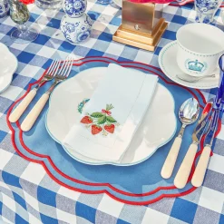 Strawberry White Linen Embroidered Napkins (Set Of 4)