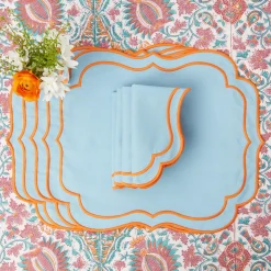 Sylvie Blue And Orange Placemats & Napkins (Set Of 4)