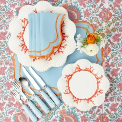 Sylvie Blue And Orange Placemats & Napkins (Set Of 4)