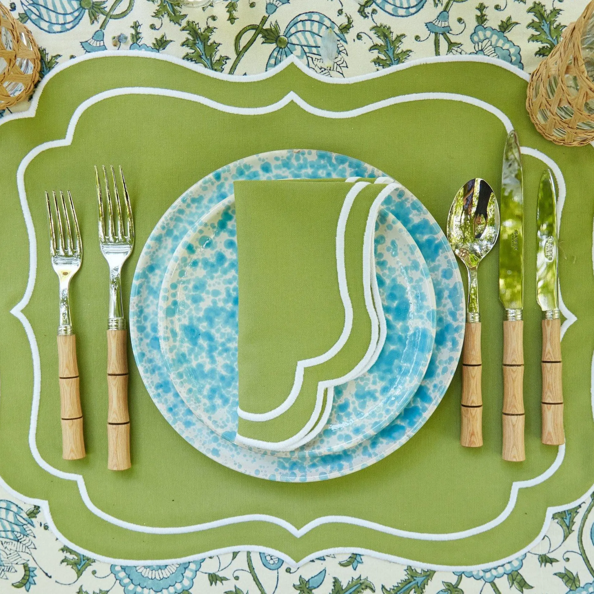 Sylvie Green Embroidered Napkins (Set Of 4)