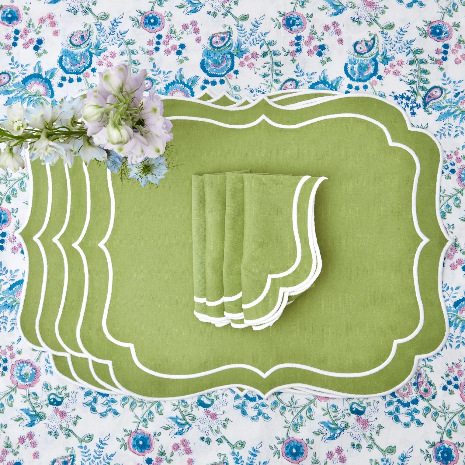 Sylvie Green Embroidered Napkins (Set Of 4)