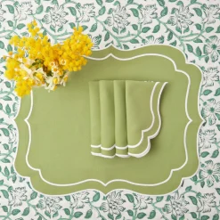 Sylvie Green Embroidered Placemats & Napkins (Set Of 4)