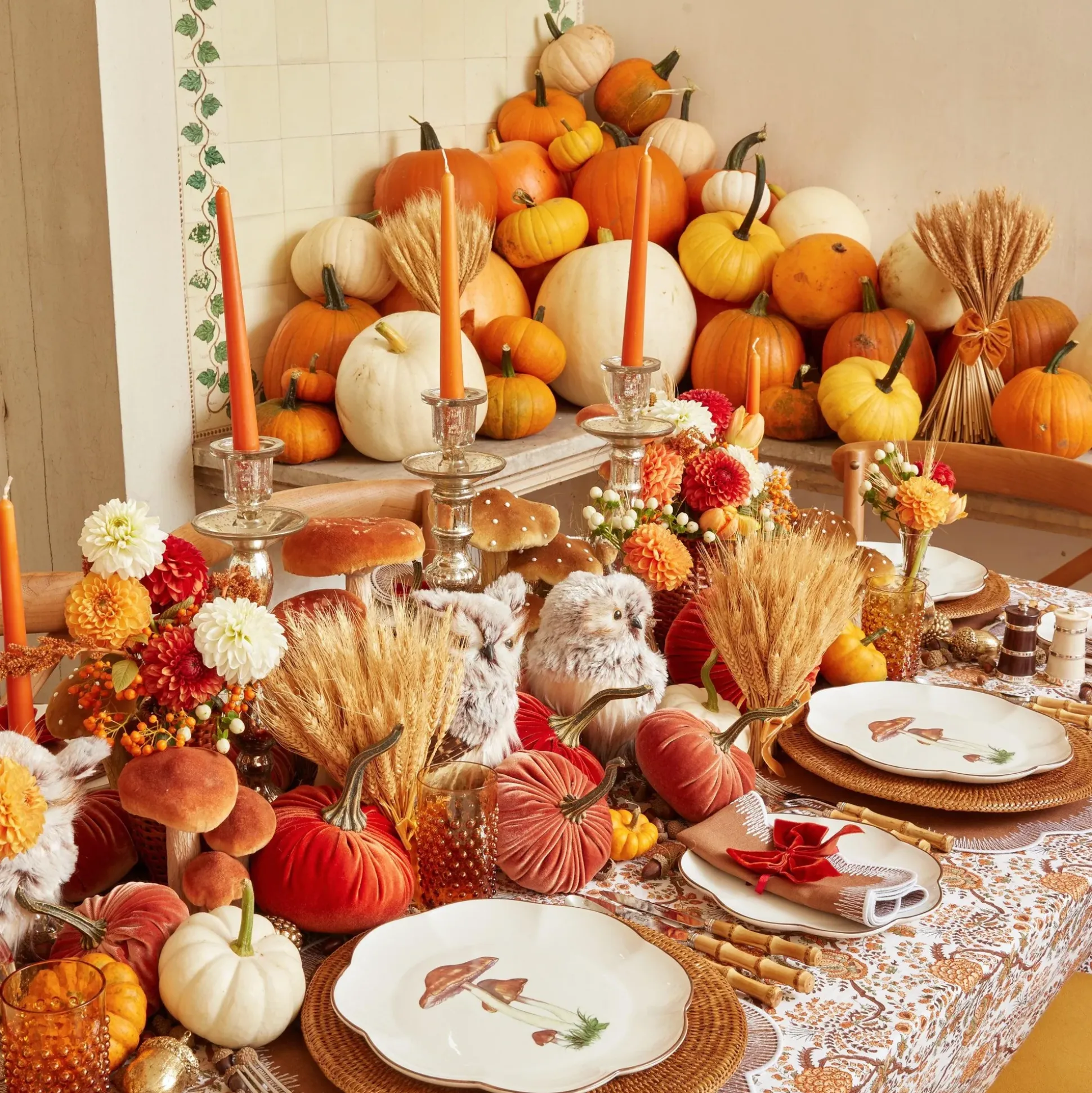 Tall Mercury Glass Candle Holder Trio