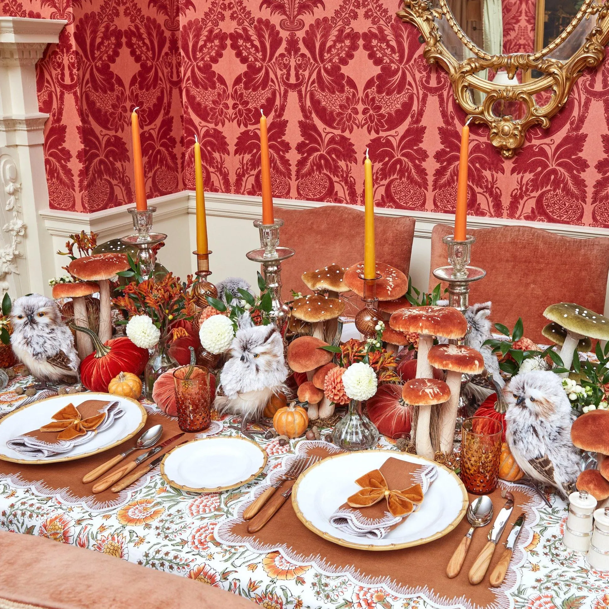 Tall Mercury Glass Candle Holder Trio