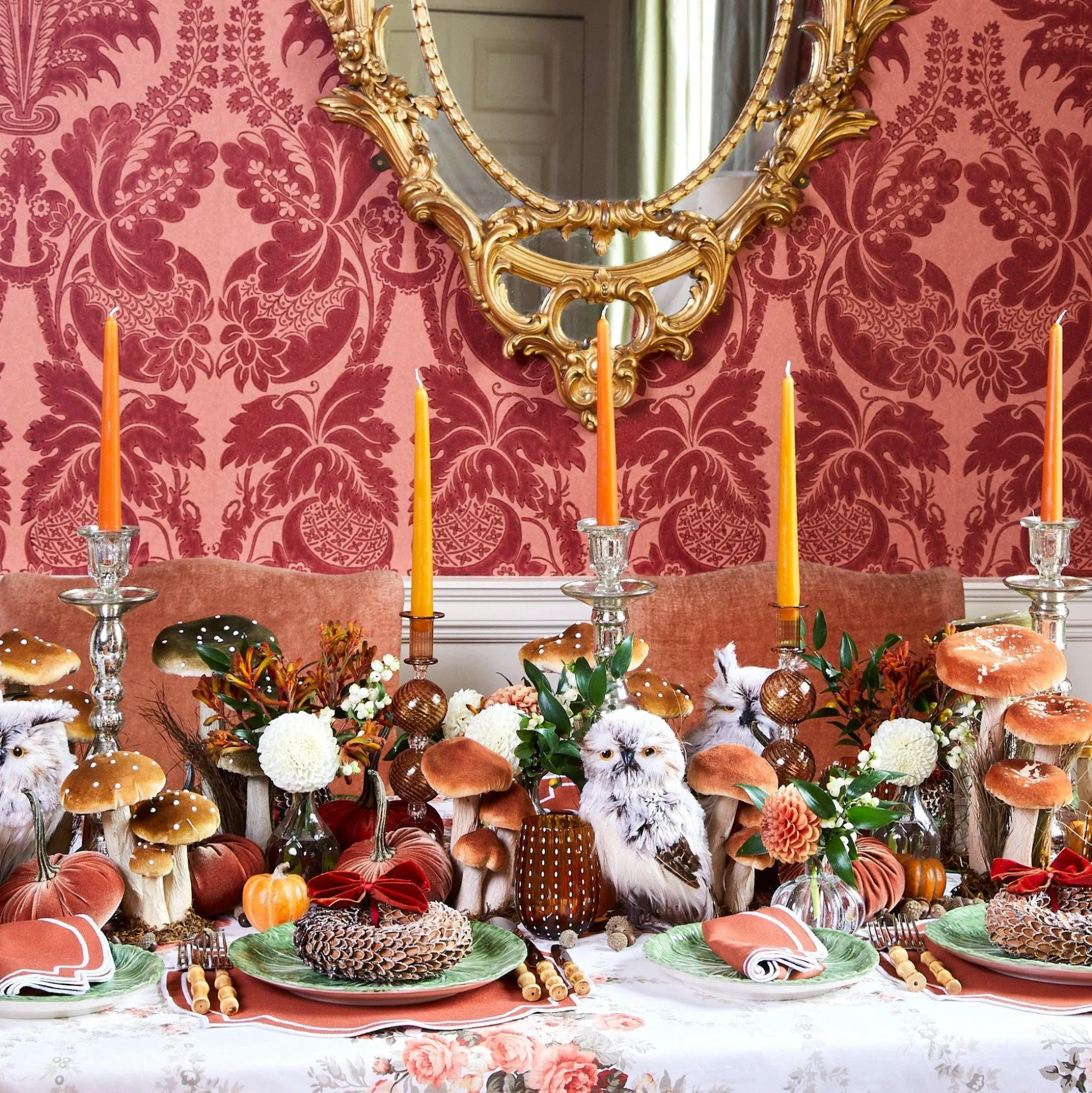 Tall Mercury Glass Candle Holder Trio