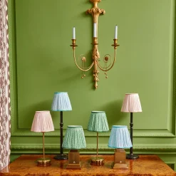 Tall Rechargeable Lamp With Green Lotus Lampshade