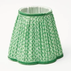 Tall Rechargeable Lamp With Green Lotus Lampshade
