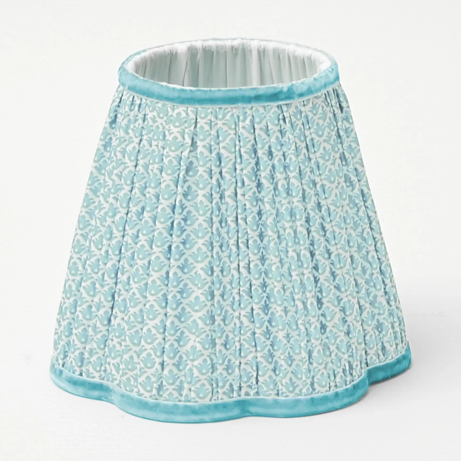 Tall Rechargeable Lamp With Baby Blue Lotus Lampshade