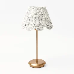Tall Rechargeable Lamp With White Seagrass Lampshade