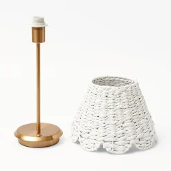 Tall Rechargeable Lamp With White Seagrass Lampshade