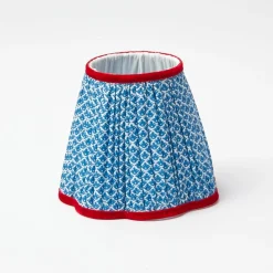 Tall Rechargeable Lamp With Blue Lotus Lampshade