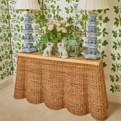 Vivienne Rattan Scalloped Console Table