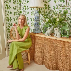 Vivienne Rattan Scalloped Console Table