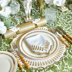 White & Gold Laurel Napkins (Set Of 4)