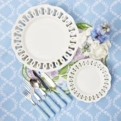 White Lace Dinner & Starter Plates (Set Of 8)